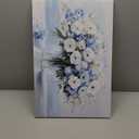 1Pcs Vintage Flowers Canvas Wall Art Blue Beach Pictures Blossom Bathroom Wall Decor Modern Blue Ocean Background Artwork Prints Hanging in Office Dining Room Kitchen Bedroom16X24in Frame (Blue Art, 16x24in, Framed)