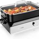 Slow Cooker 10-Quart - PFOA-Free Ceramic Coating, Oven Safe to 450F | Keep Warm Function for Large Family Gatherings (Includes Silicone Spoon)