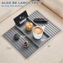 LOVYANXUE Bamboo Sofa Arm Tray, Anti Falling Couch Arm Tray Armrest Table with 360 Rotating Phone Holder, Foldable and Portable Sofa Armrest Trays Cup Holder for Drink,Cups, Phone, Snacks, Remote, Gray