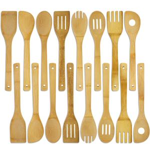DEAYOU 16 PCS Bamboo Wood Spoons Set, Cooking Utensils for Cookware, Wok, Everyday Use, Mothers Day Gifts, Housewarming Gifts