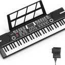 61 Keys Keyboard Piano, Electronic Digital Piano with Built-In Speaker Microphone, Sheet Stand and Power Supply, Portable Keyboard Gift Teaching for Beginners