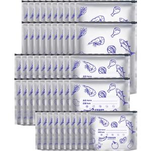 50PCS Aluminum Foil Slider Storage Bags, Reusable Airtight Food Saver Pouches, Leakproof & Odor-Proof Freezer Bags for Meat, Vegetables, Snacks, Meal Prep - Mix Pack
