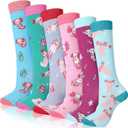 Fourluoo 6 Pairs Kids Girls Socks Cute Axolotl Mermaid Crew Socks Cotton Funny Novelty Dress Set Gifts for Kids Boys and Girl
