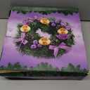 Purple Ribbon Christmas Advent Wreath - for Advent Calendar Season - Centerpiece Decor Candle Holder and X-mas Decorations