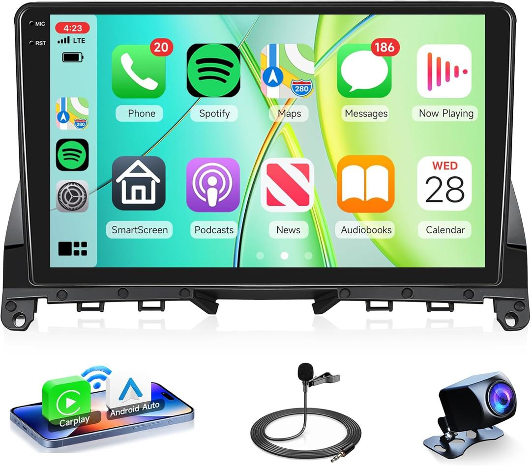 4G+64G Android 15 Car Radio Stereo Wireless Carplay Android auto for Mercedes Benz C-Class C180 C200 C230 C250 C300 C350 W204 S204 2006-2011, Rimoody 9 inch Touchscreen GPS WiFi BT FM Backup Camera