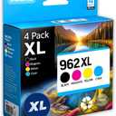 Compatible Ink Cartridge Replacement for 962XL. Works with OfficeJet Pro 9028 9029 9010 9015 9018 9025 9020 9012 9026 9027 Printers. 4 Pack (Black, Cyan, Magenta, Yellow)