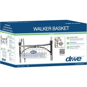 Drive Medical 10200B Walker Basket, Basket for Folding Walker with Cup Holder, White
