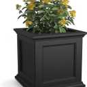 Mayne Fairfield 20-Inch Square Planter  Self-Watering, Weather-Resistant Planter for Flowers  Durable Outdoor Design for Patio, Porch, or Entryway (Black)