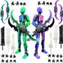 T13 Dummy Action Figure Set (Assembly Completed), 3D Printed Multi-Jointed Movable Titan 13 Lucky 13 Mobile Robot, Nova 13 Action Figures Desktop Decorations for Game Lovers Toy (Purple Blue