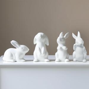 Ceramic Bunny Rabbits Easter Bunny Figurine Set of 4 Modern Art Home Decoration, Statues for Spring Table Decor, Easter Decorations Rabbit Figurines (4)