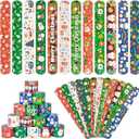 36 Pieces Christmas Slap Bracelets for Kids, 12 Styles Colorful Christmas Slap Wristbands Bulk for Kids Xmas Party Favors Toys Prizes Goodie Bags Fillers