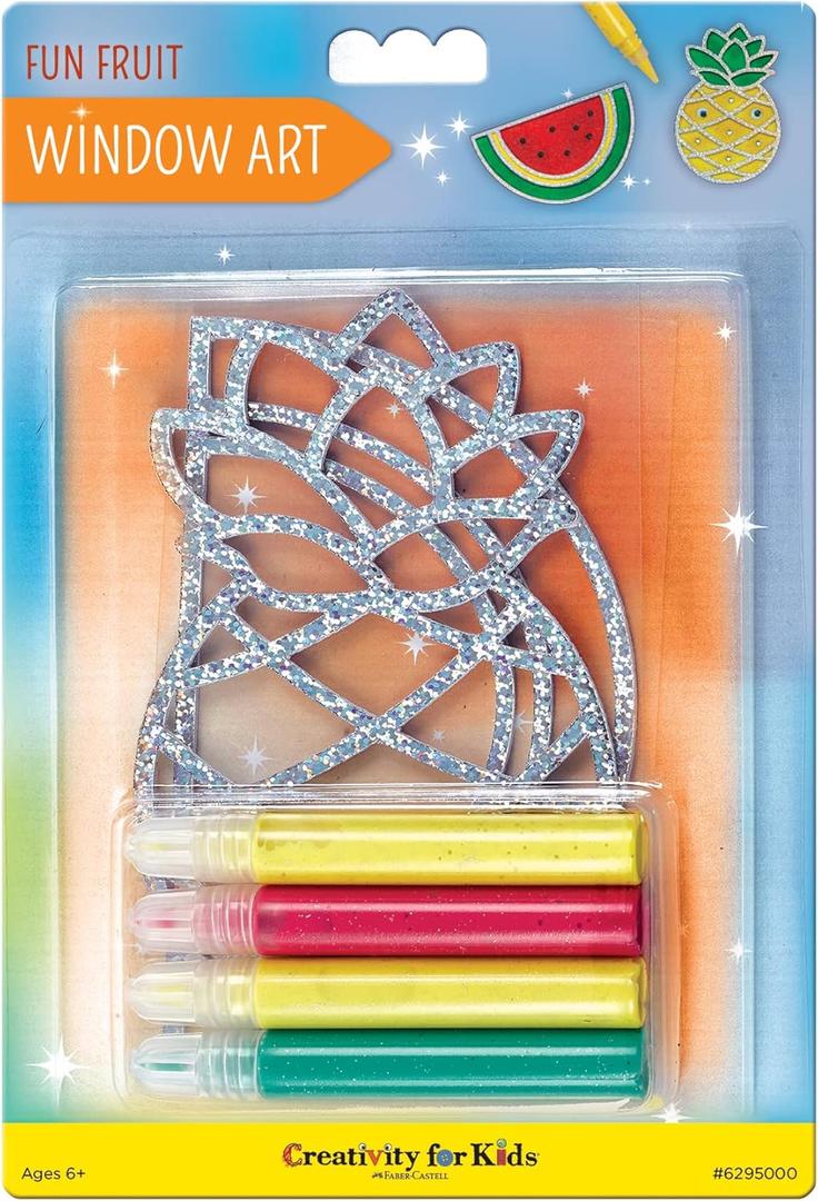 Creativity for Kids Window Art Fun Fruits - Paint and Decorate 2 Suncatchers, Create Your Own Window Art for Kids 2 Pack