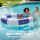 SLOOSH Inflatable Pool Lounger Float with Mesh, 80" x 80" Tanning Pool Floats, Double Lounger Round Ring for Adults, Floating Mat Raft for Lake and Beach with Cup Holder