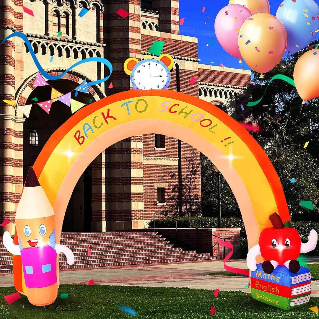 8ft Back to School Inflatable Decoration, Inflatable Arch Decoration, Outdoor Decoration with LED Lights for Yard, Garden, Patio and Lawn