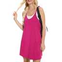 HanaHola Women Tennis Workout Romper Mini Dress Summer Sleeveless Spaghetti Strap Athletic Sports Dress with Shorts(Rose, Small) (S)