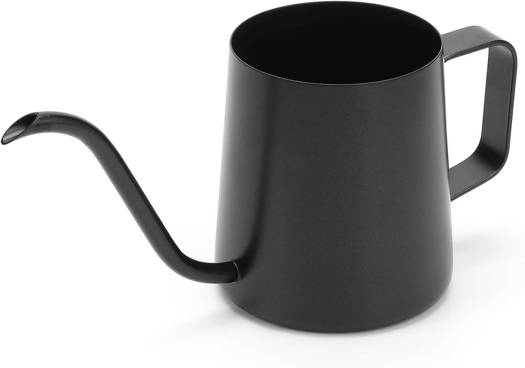 350ml Small Watering Can for Indoor Plants, 12oz Mini Plant Watering Pot with Long Spout and Handle, Black Tiny Stainless Steel Watering-Can for Outdoor Indoor Plants Flower Garden