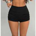 MakeMeChic Women's Summer Y2K Micro Mini Shorts Rhinestone Ruched Party Shorts Club Outfits Black Small (Black, S)