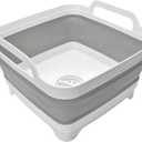 Collapsible Wash Basin 9L, Foldable Dish Tub with Drain Plug, Portable Collapsible Dish Basin, Camping Sink for Washing Dishes, Laundry & Kitchen Use,Gray