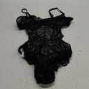 Avidlove Women Lingerie Lace Bodysuit Teddy Lingeries V Neck Cut Out One Piece Mini Babydoll (X-Large, Black)