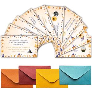 2 x Halloween Scavenger Hunt Cards, Scavenger Hunt Clue Game Card for Adults Family, Halloween Party Decorations Supplies, 21 Cards with Envelopes- B02