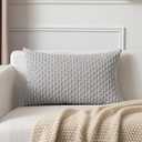 Kevin Textile 12x20 Inch Pillow Cover 1 Pack Boho Decorative Soft Striped Corduroy Lumbar Farmhouse Solid Color Accent Rectangle Cushion Case for Living Room Couch Sofa Bed, Light Grey