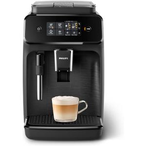 Philips 1200 Series Fully Automatic Espresso Machine, Classic Milk Frother, 2 Coffee Varieties, Intuitive Touch Display, 100% Ceramic Grinder, AquaClean Filter, Aroma Seal, Black (EP1220/04)