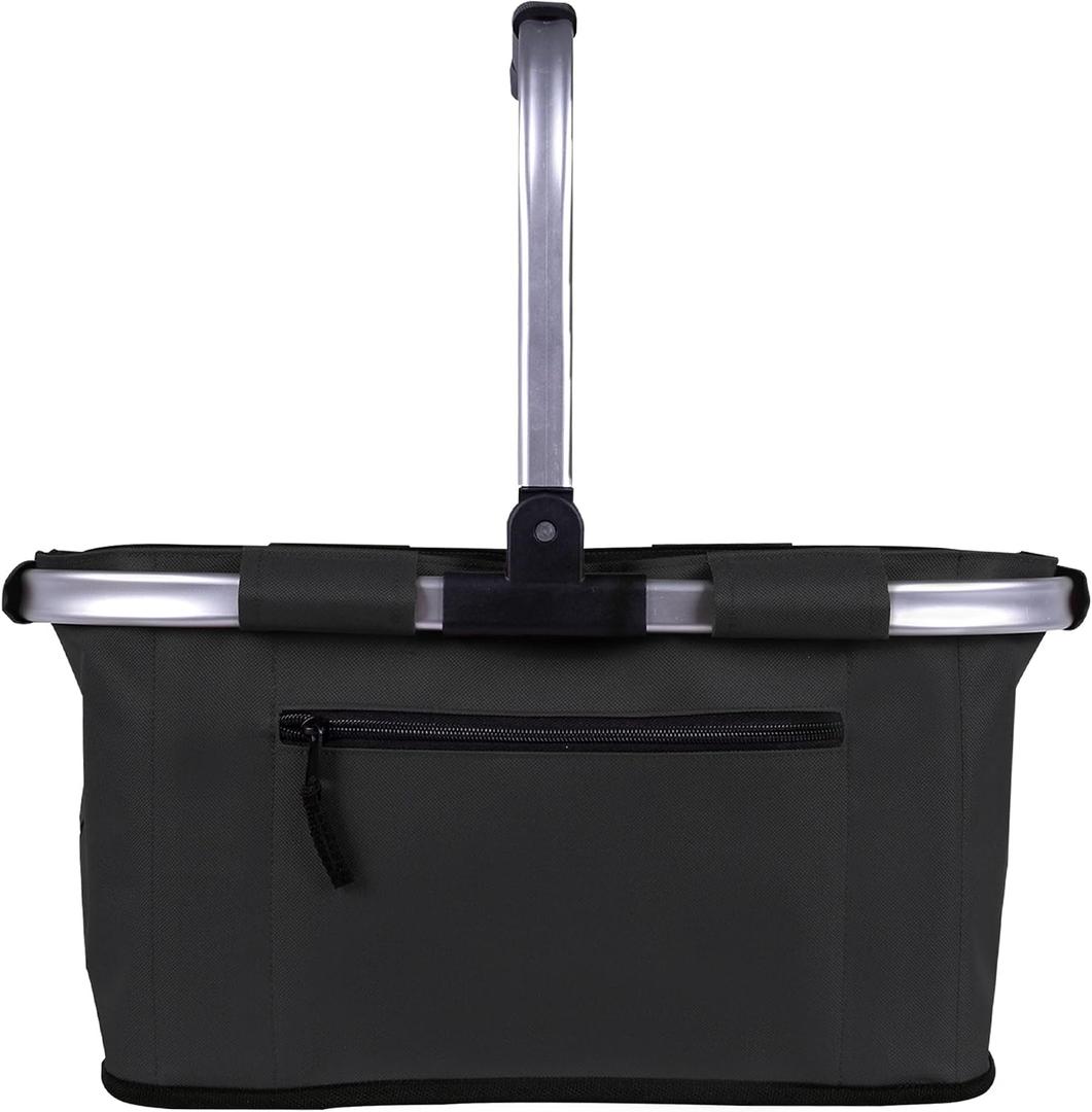 Picnic Basket, SIYUAN Shopping Basket with Handle 22L Collapsible Grocery Basket Portable Folding Basket for Marketing Picnic Reuasble Laundry Basket for Travel, Black