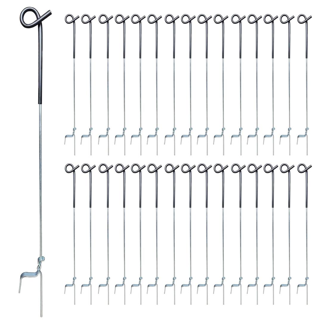 ARIFARO Step in Fence Post 41 Inch Pig Tail Step-in Fence Post,Electric Fencing Post,Metal Fence Post for Control of Most Animals Pack of 30,Black