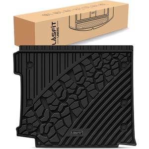 LASFIT Trunk Mat for Jeep Wrangler JL 2018-2025 4 Door Gas Type with Subwoofer and Flat Load Floor (Not for JK/Not PHEV/Not 2-Door) All Weather TPE Custom Fit Cargo Mat, Black