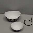 Tiered Serving Bowls Chip and Dip Serving Set with Stand, Ceramic Appetizer Serving Dishes Platters and Trays for Parties Entertaining - Checkered Kitchen Decor (2-Tier Set (Large, Medium), Black and White Pattern)