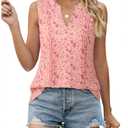 VALOLIA Pink Blouses for Women: Sleeveless Blouse - Work Tank Tops for Women Office - Womens Dress Tank Tops for Work Pink Flower X-Large (XL)