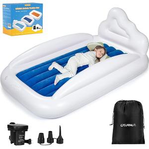 Inflatable Toddler Travel Bed, Double-Sided Kids Air Mattress | Kids Blow up Mattress with Sides | Travel Portable Toddler Bed for Travel, Sleepovers 