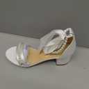 Block Heel Wedding Sandals Open Toe Pearl Wedding Shoes for Bride Low Heel Bridal Shoes Chunky Heel Sandals-White-6