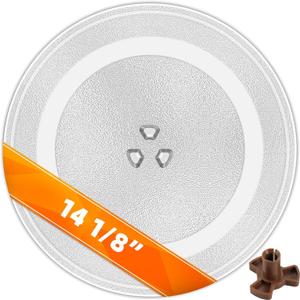 Microwave Glass Plate 14 1/8 inch - Exact Replacement for Microwave Turntable Part Numbers W10531726 / W11358813 and W11402532 - Dishwasher Safe