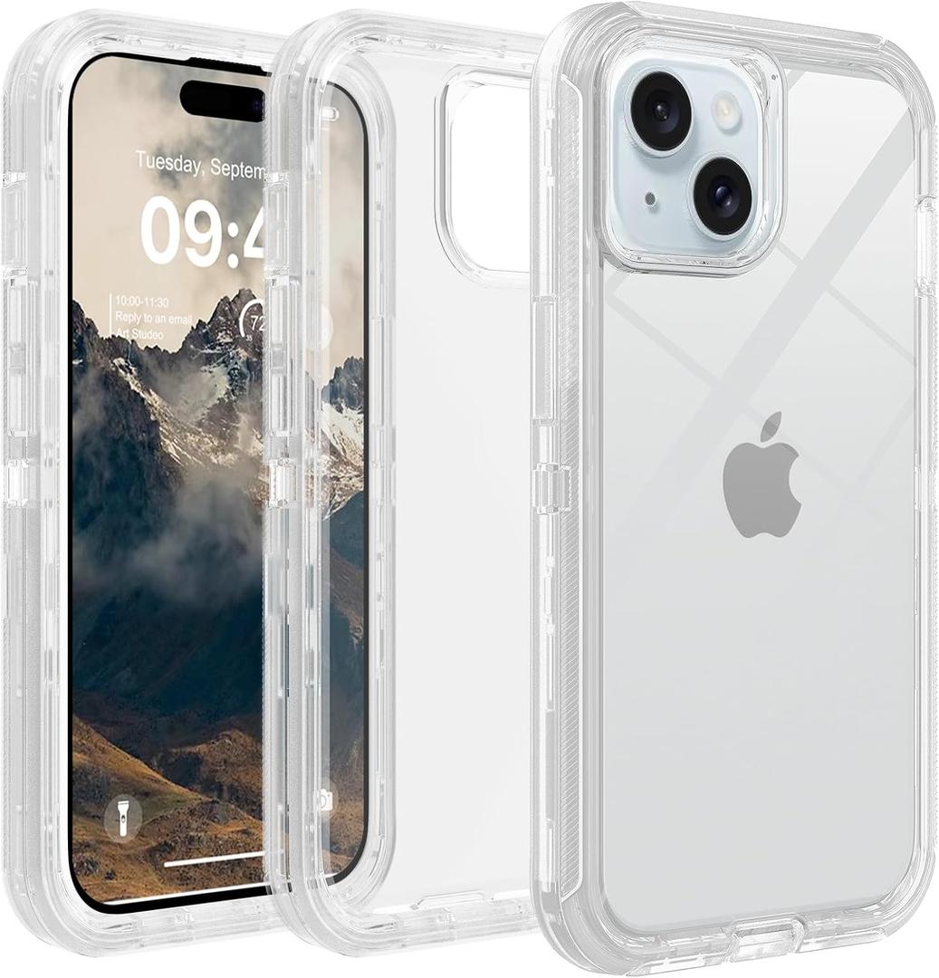 for iPhone 14 Case Clear, Anti-Drop, Transparent, Shockproof, Military Grade Drop Protection, Heavy Duty Protective Phone Case Cover for 14 6.1", Clear