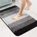 Walensee Bathroom Rug Non Slip Bath Mat (16 x 24, Ombre Black) Water Absorbent Soft Microfiber Shaggy Bath Rug for Shower Thick Plush Rug Machine Washable