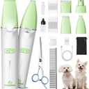 Dog Grooming Kit with LED Light, Low Noise Rechargeable 4 in 1 Pet Clippers for Matted Hair, Cordless Electric Cat Paw Trimmer Dog Nail Grinder, Grooming Supplies for Cat and Small Dogs