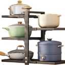 adjustable Pot and Pan Organizer for Cabinets - Heavy Duty No Drill Storage Rack, Fits 20 Inch Deep Shelves, Space Saving Under Shelf Design (each layer Max Load 15lbs)