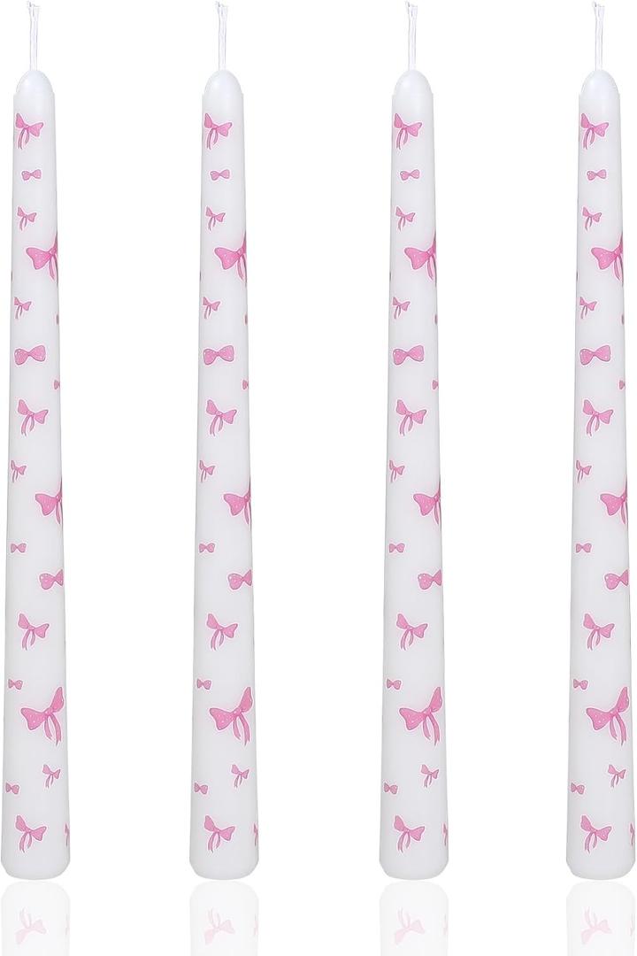 LiuSuper 10 Inch Unscented Taper Candles Set of 4 - Smoke-Free Long Burning Dinner Candles for Wedding Party Decor