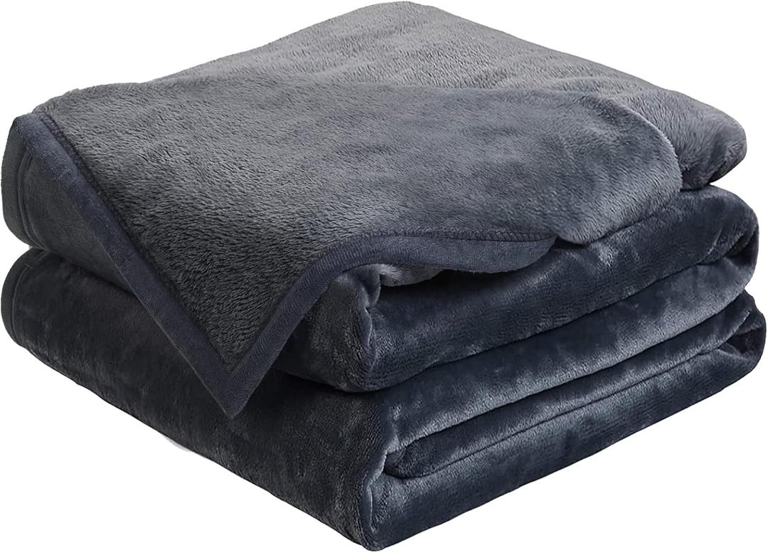EASELAND Soft King Size Blanket Winter Warm Microplush Lightweight Thermal Fleece Blankets for Couch Bed Sofa, 90x108 Inches, Dark Grey
