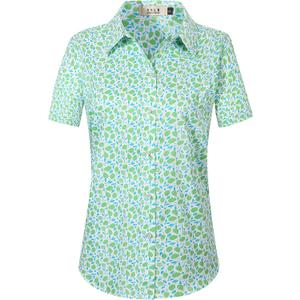 SSLR Womens Hawaiian Shirts Short Sleeve Blouses Casual Button Down Shirts for Women (Blue, XXXL)