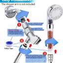 FASTRAS LED Shower Head with Handheld, High Pressure Shower Head with Hose, Holder & PTFE Tape etc, 3 Water Temperature-Controlled Water Saving Filtered Shower Head for Dry Hair& Skin