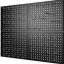 74PCS Pegboard Wall Organizer, 4 Pack Metal Pegboard Panels with 70 Hooks, 32" x 24" or 64" x 12" Black Peg Board for Walls, Garage, Craft Room, Cold-Rolled Steel