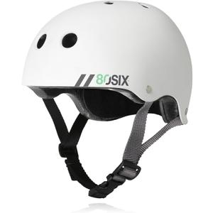 80SIX Triple Certified Multisport Helmet - Ideal for Bike, Scooter, Skateboard, Roller Skate and Inline Skate (Large-Ages 14+, White Matte)