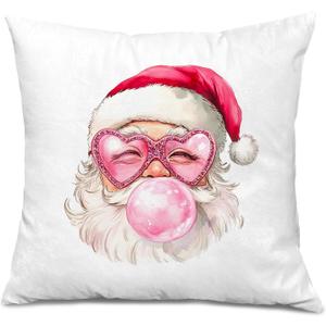 2 x Pink Christmas Pillow Covers 18 * 18,Cute Santa Pillow Covers,Funny Pillows Covers,Cute Christmas Decor,Pink Christmas Decor, Christmas Decorations for Living Room Bedroom DecorSanta Claus Decor (Color 04)
