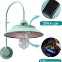 Solar Barn Lights with Motion Sensor - Metal Solar Porch Lights Outdoor with 4 High Efficiency Solar Panels - Rustic Wall Lights for Chicken Coop & Shed FarmhouseMint Green