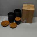 Black Ceramic Canister Set with Bamboo Lids, 3-Piece Airtight Food Storage Jars for Kitchen - Flour, Sugar, Coffee, Tea, Spice - Small, Medium, Large Sizes