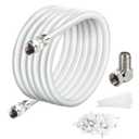 Elecan 50 Ft RG6 Coaxial Coax Cable Connectors Set, Quad Shielded High-Speed Internet 3 GHZ, Broadband Digital TV Aerial, Soft Satellite Cable Extension Double Rubber O-Ring+ Adapter+Ties+Clips-White