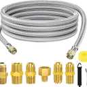 12 FT Propane Hose Extension-High Pressure Braided Gas Line Hose Propane Conversion Kit for BBQ Grill, Fire Pit, Heater (12FT)