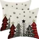 AEIOAE Halloween Pillow Covers 18x18 Inch Set of 2,Black and Cream Bats Throw Pillows Case,Halloween Outdoor Decorative Linen Farmhouse Decor Cushion Covers for Home Sofa Bed Couch